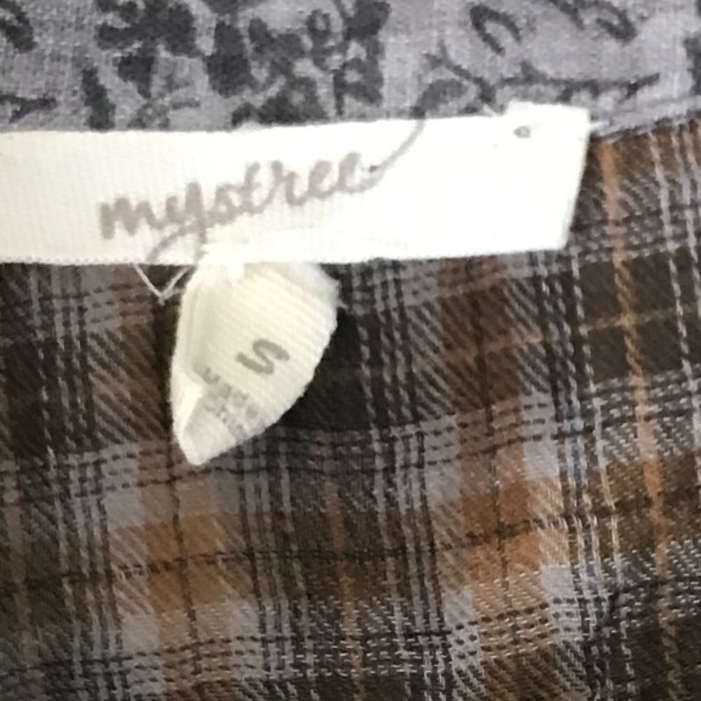 Sleeveless lightweight plaid and floral western vibe boyfriend shirt Size Small - Picture 5 of 9